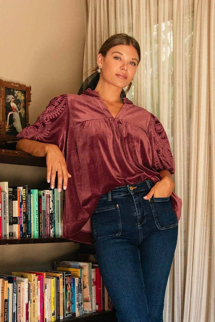 Rosewood Velour Top