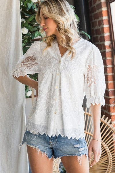 Lace & Buttons Top